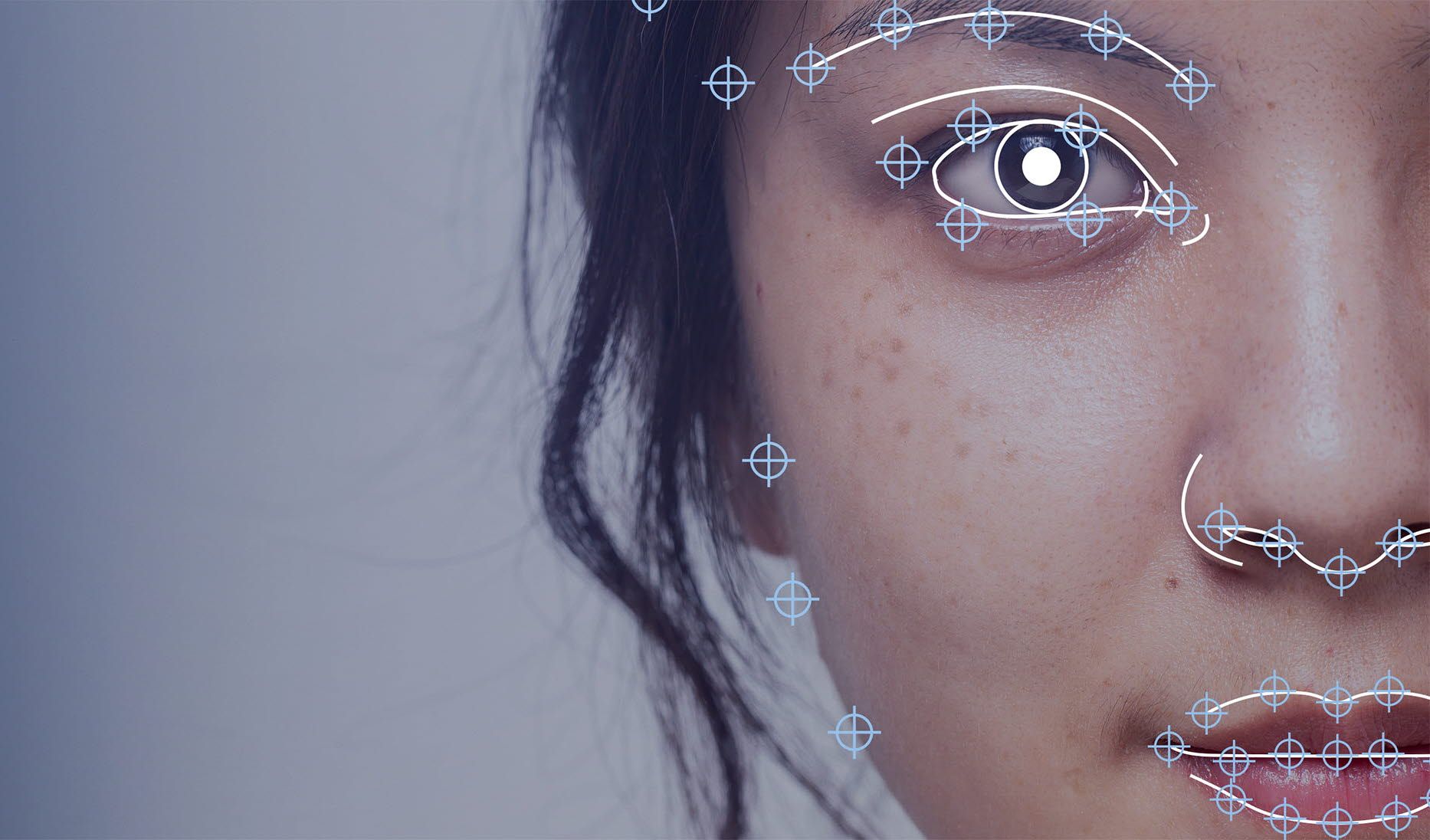 Woman's face with eye markers