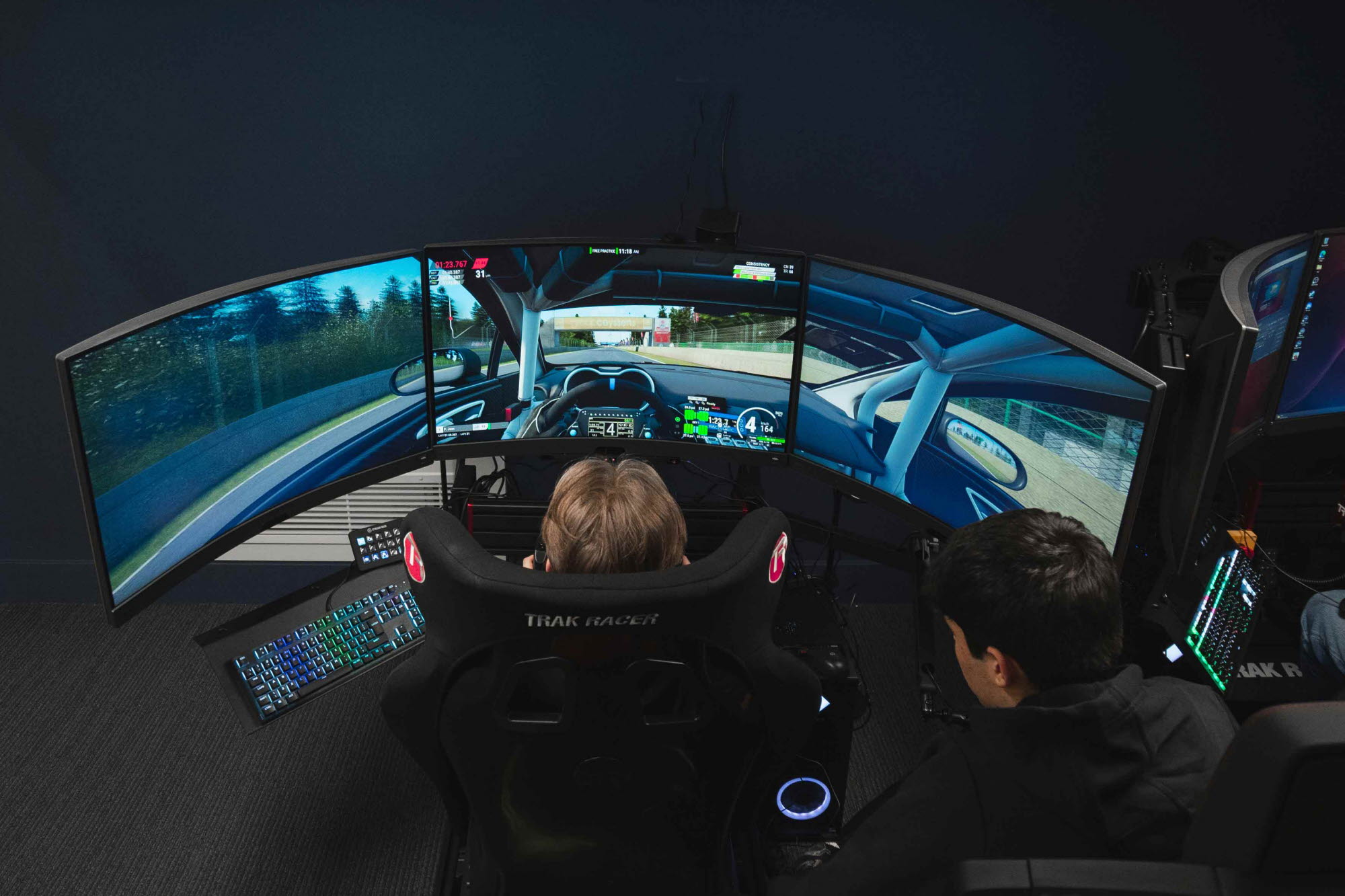 Alpine Esports sim racing on 3 screens