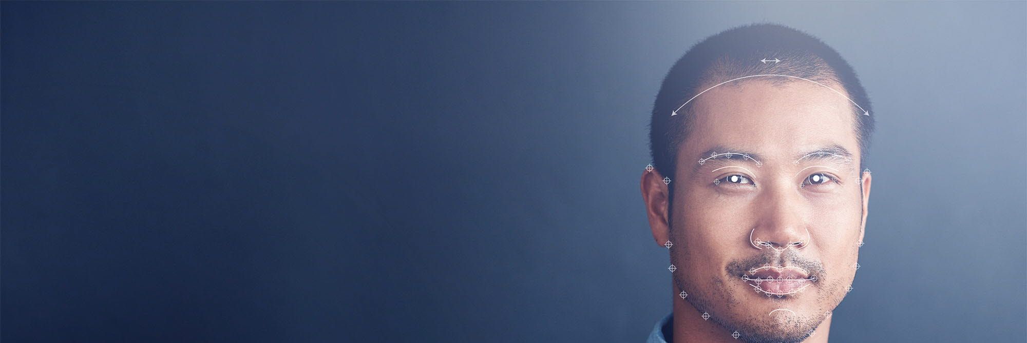 man with facial markers