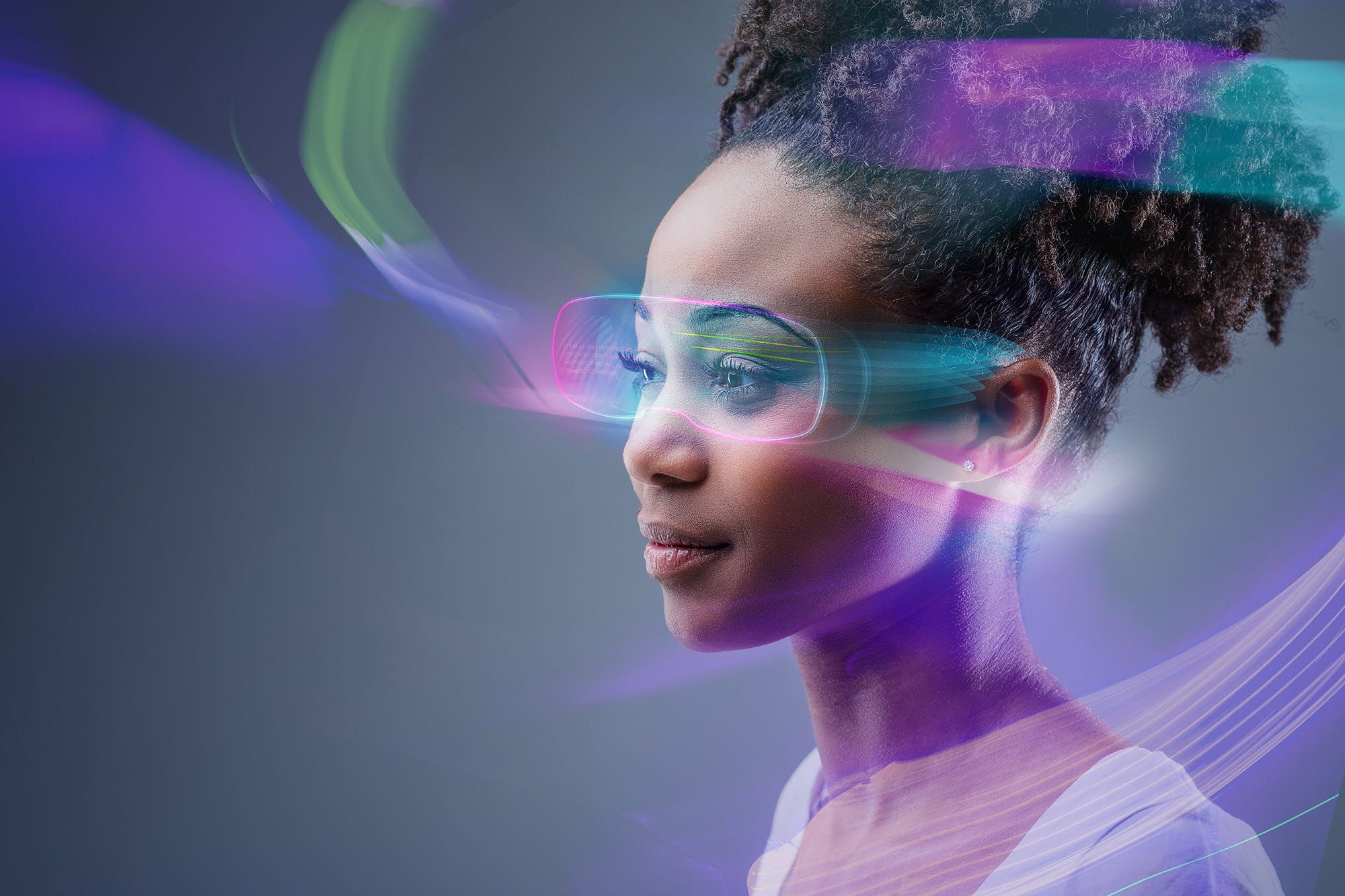 Women wearing a mock VR headset