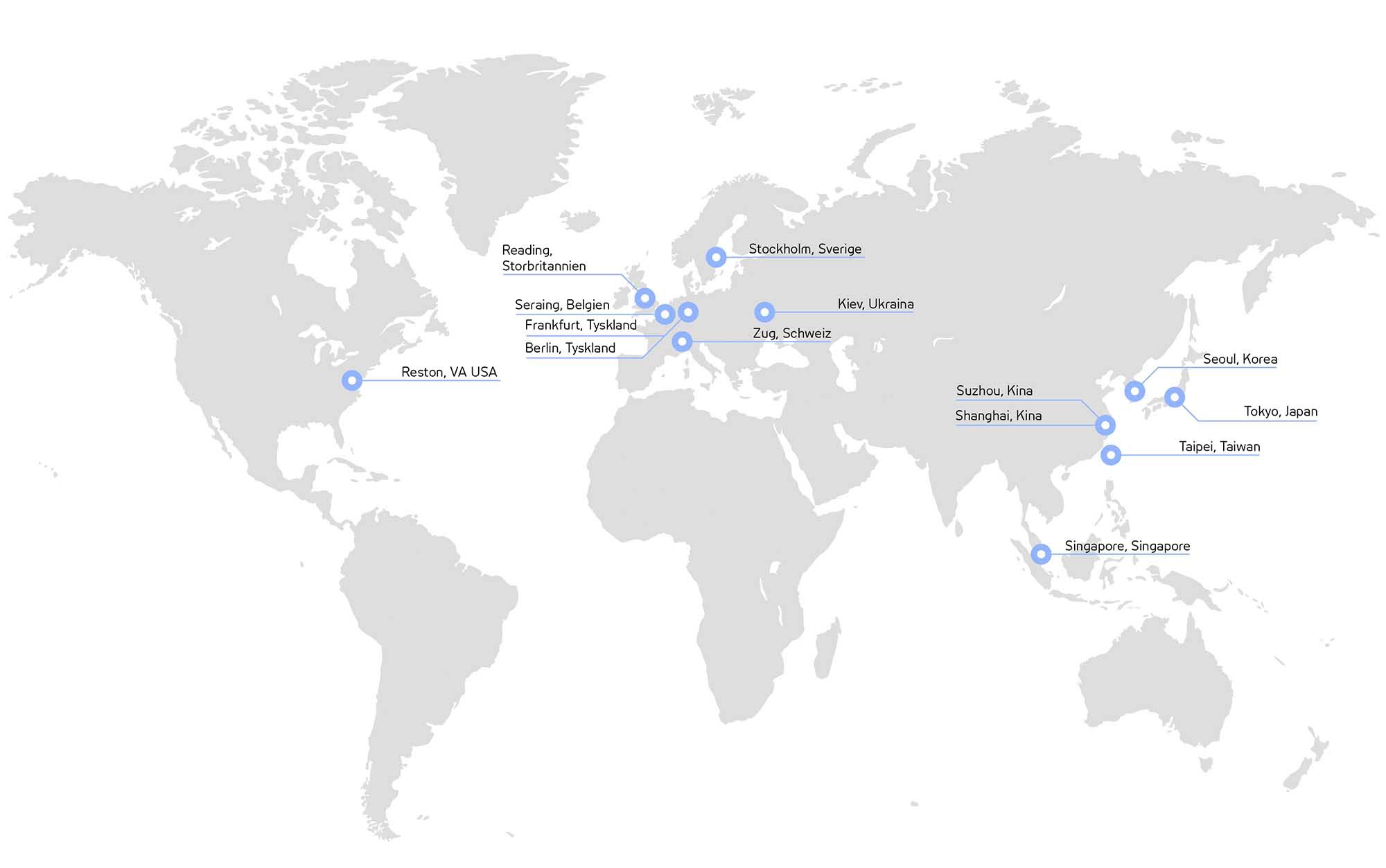 Map of Tobii's Global offices