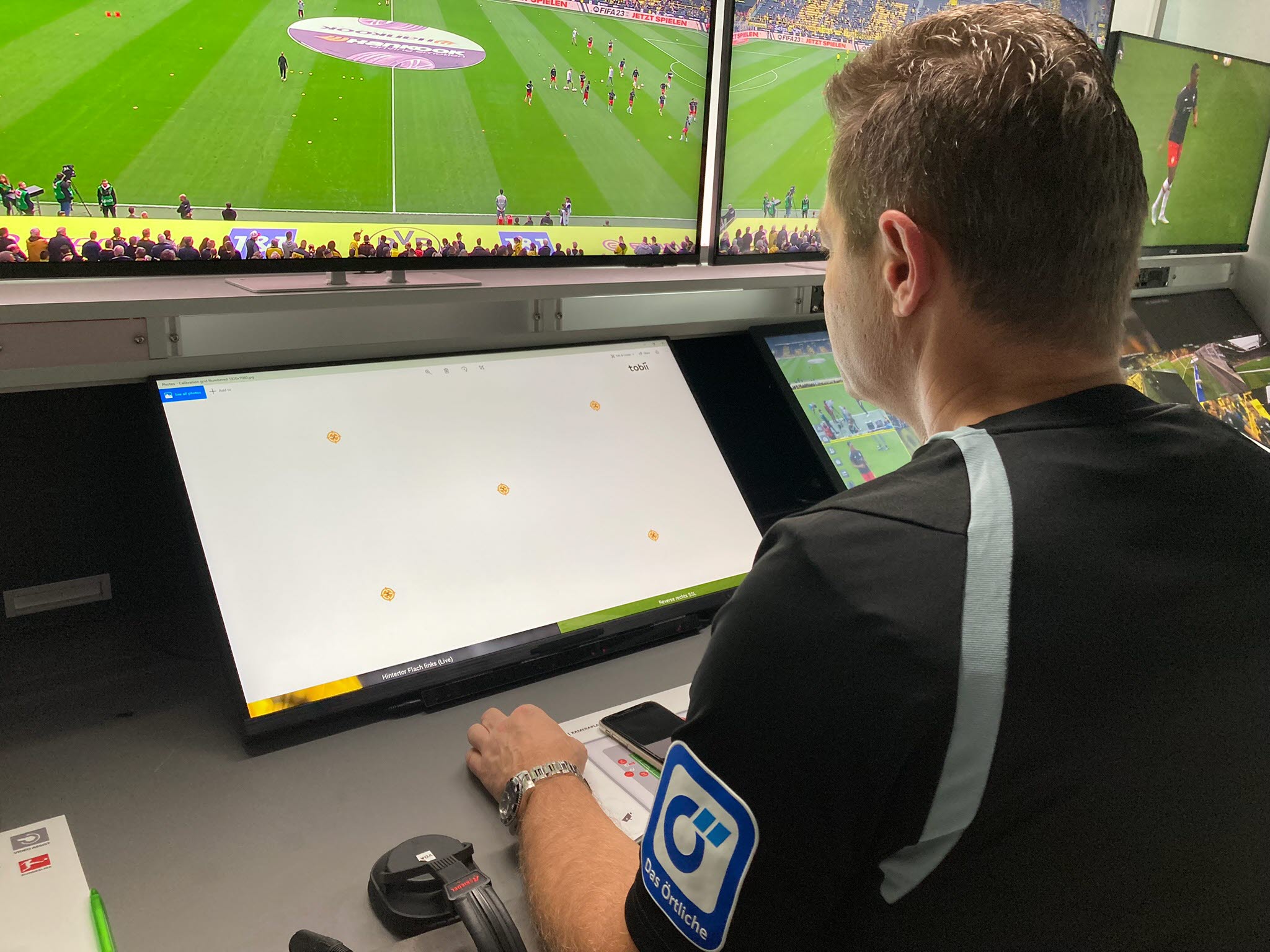 VAR from Bundesliga in the operations room calibrating a Tobii Pro Fusion