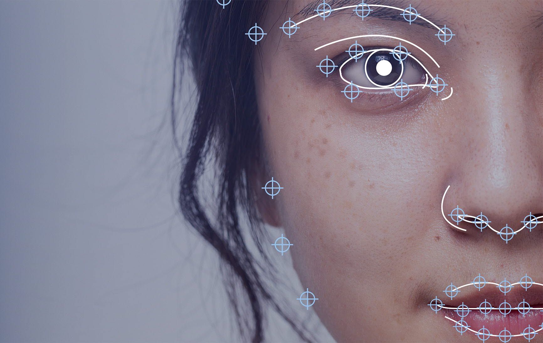 Woman's face with eye markers